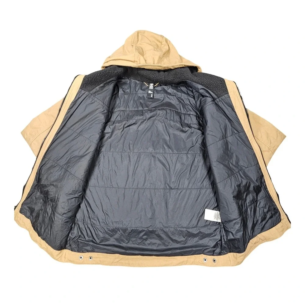 Mountain Hardwear Hooded Jacket Mens Medium Tan Canvas Sherpa Quilted Lined Gorp